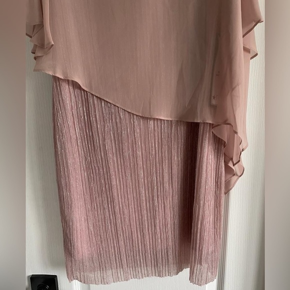 NWT Connected Apparel Pink Petite Sheath Chiffon Overlay Cocktail Dress - Picture 5 of 9